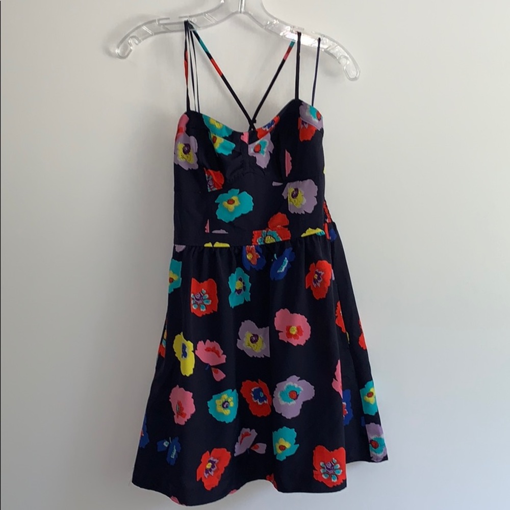 Navy Floral Print Dress